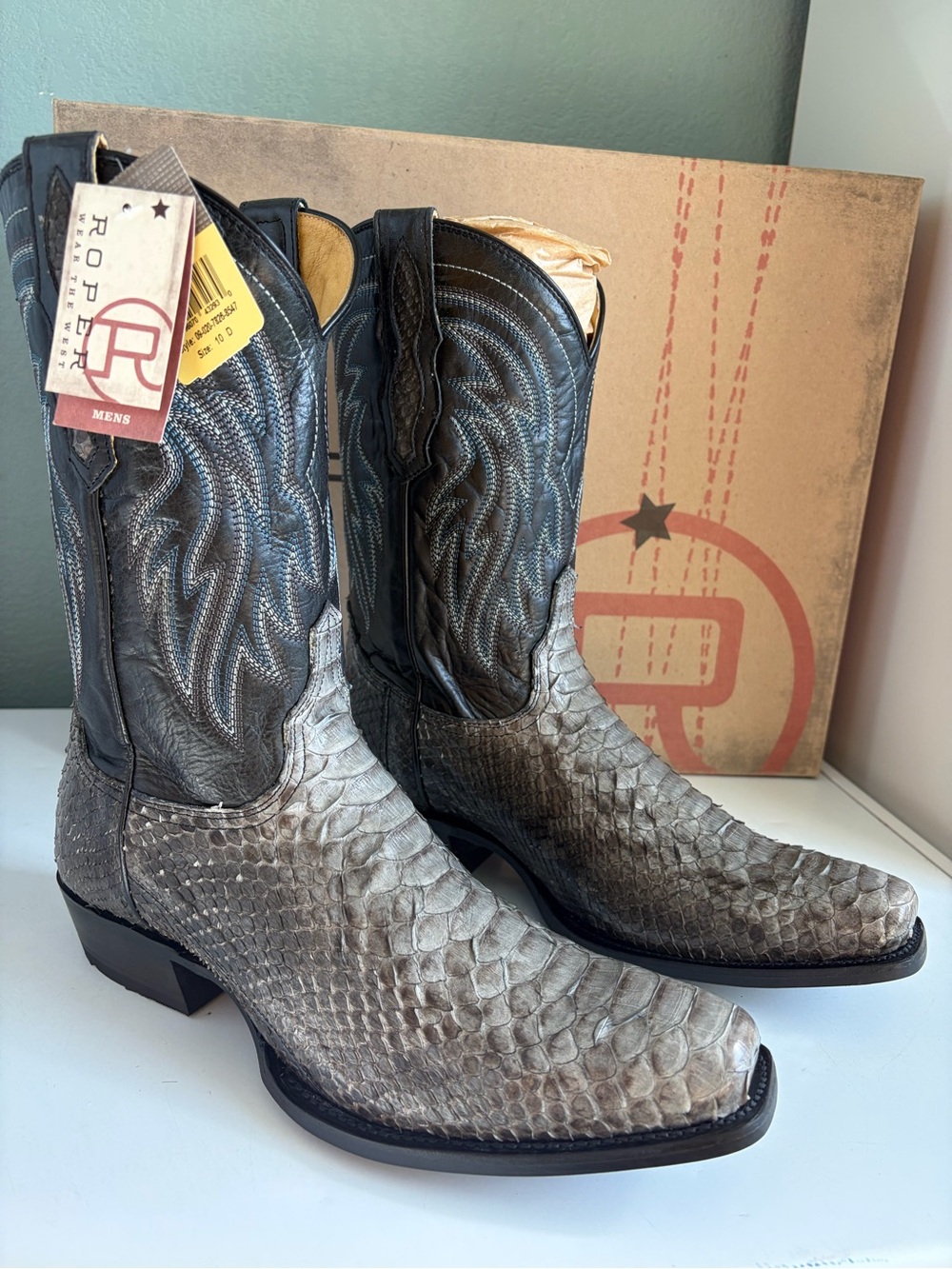 Python Cowboy Boots Roper Brand 10 D - Picture 8 of 9